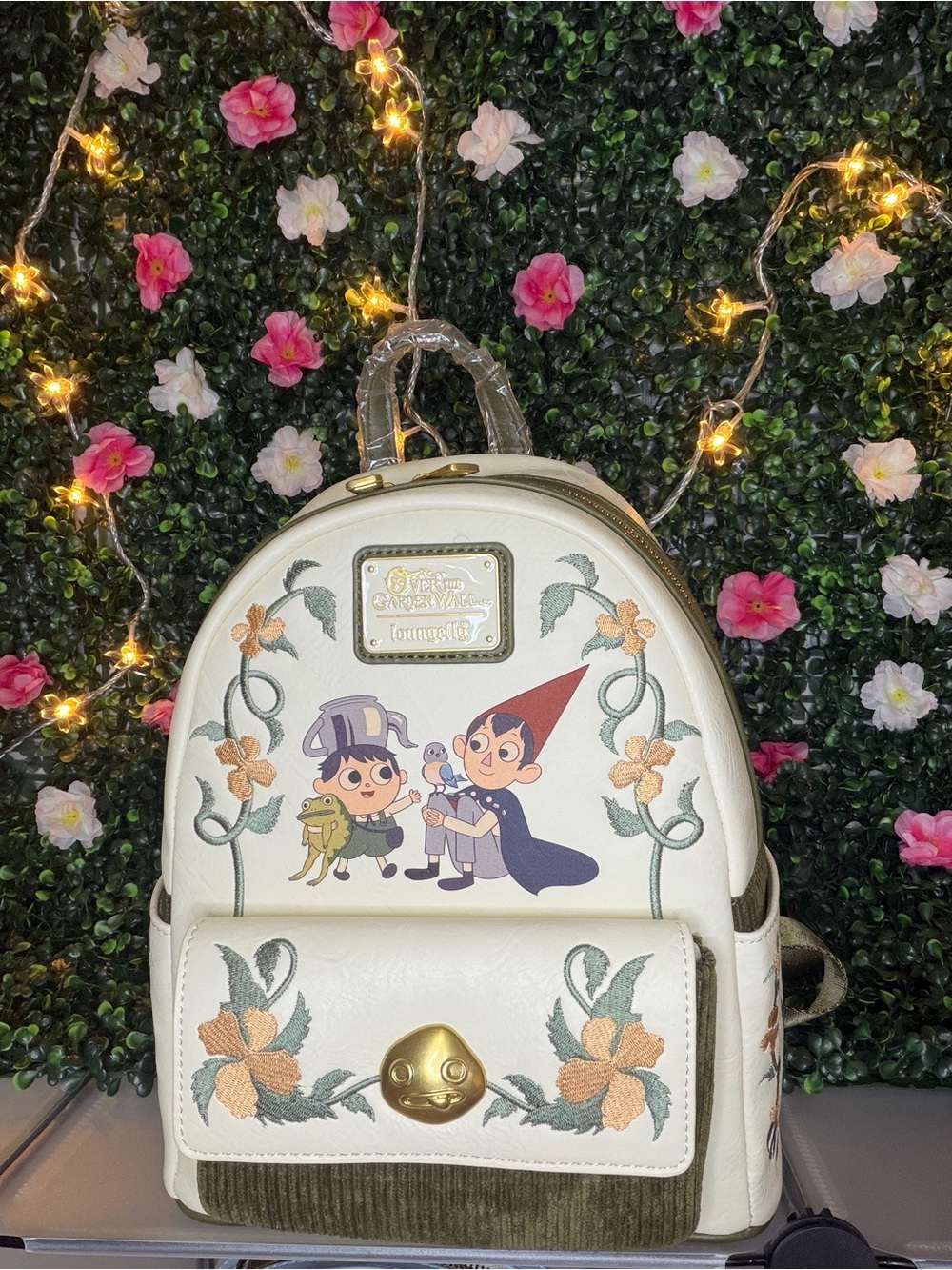 Loungefly Cream Over the Garden Wall Mini Backpack with Floral Embroidery